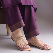 Women's Kolhapuri Flats Sandals Toe Ring Slip-On Braided Ethnic Slippers